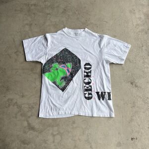 Vintage 1989 80s Gecko Hawaii neon graphic Happy Shirts Hawaiian T-Shirt mens L